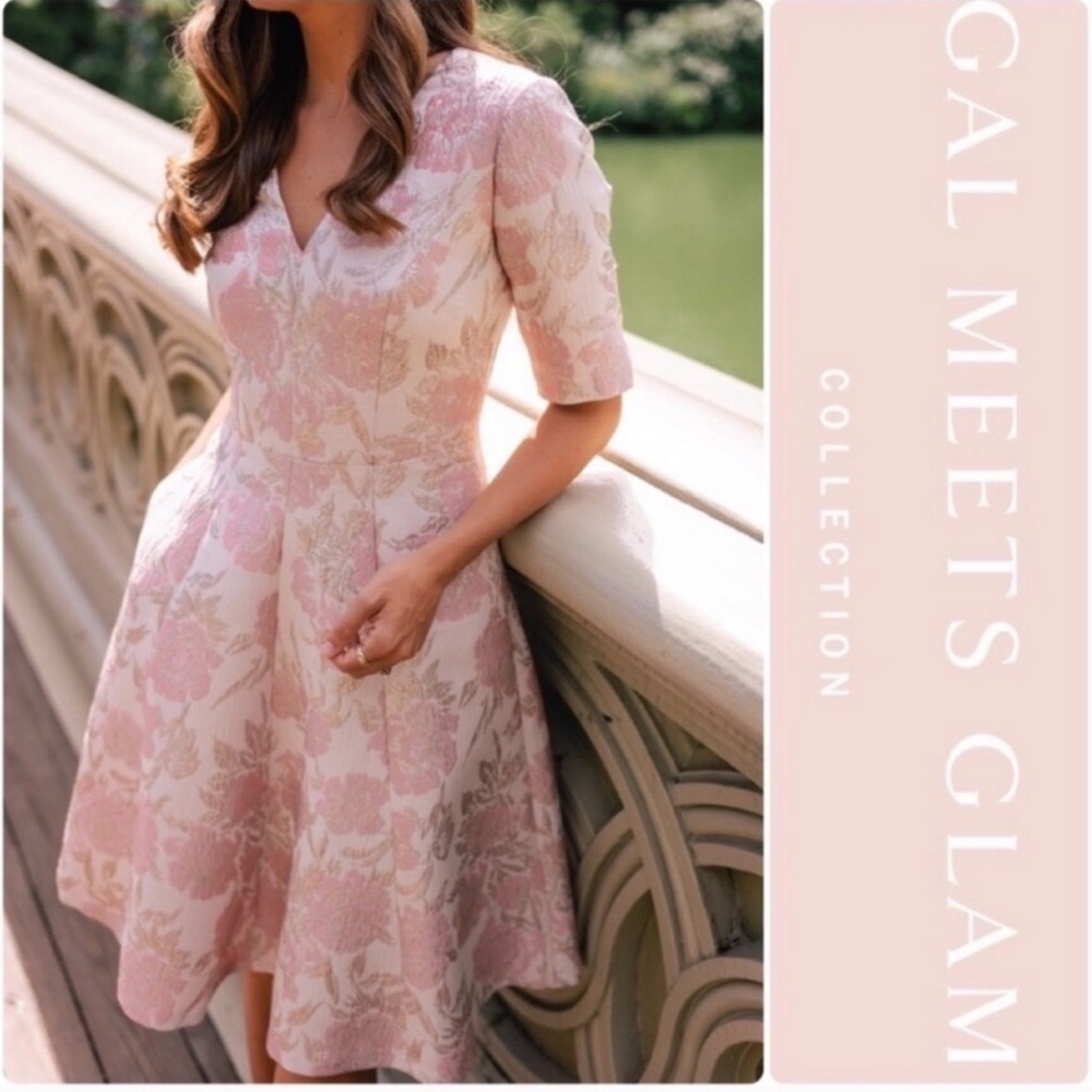 Gal meets glam pink jacquard dress - Picture 1 of 7